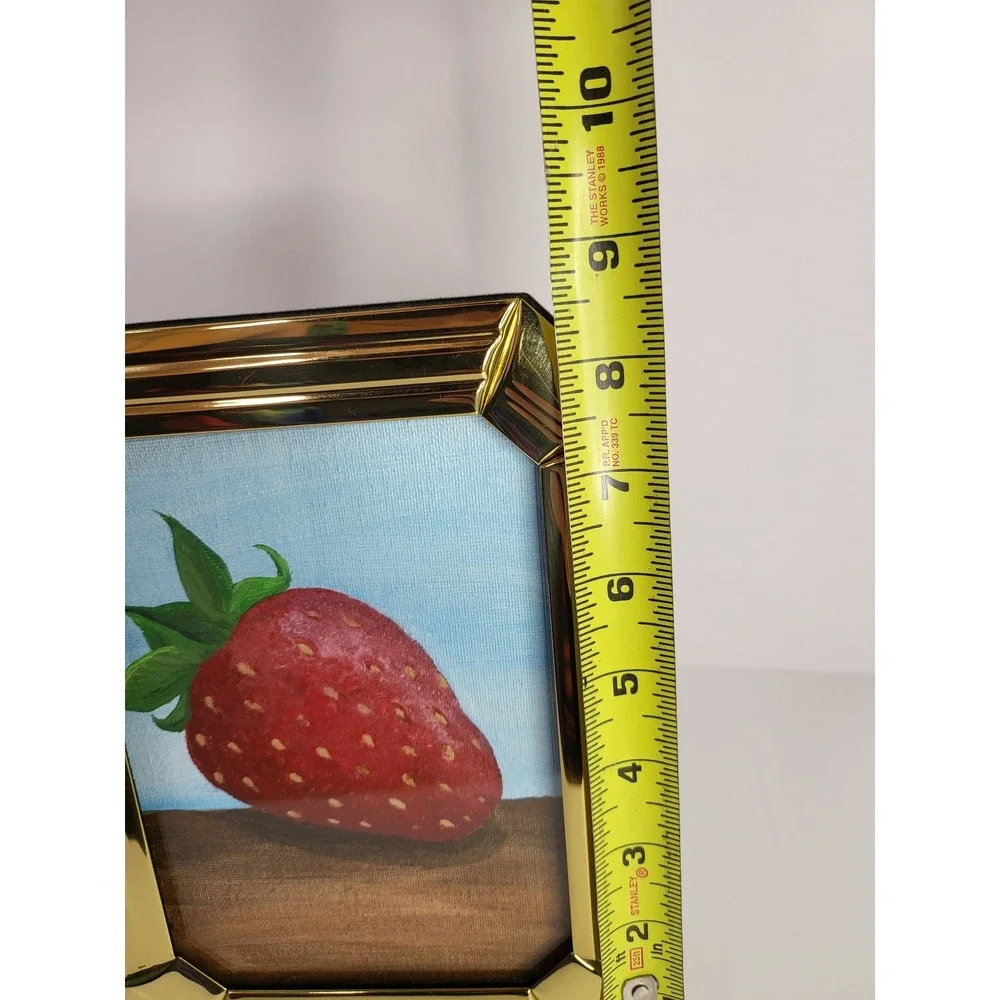 Vintage Fetco Gold Frame with Original Strawberry Painting Fruit Wall Decor 5x7